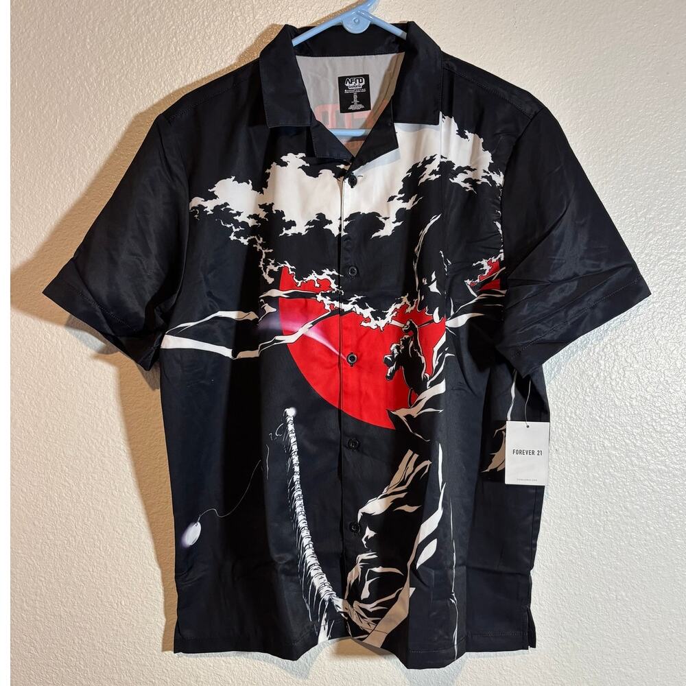 Forever 21 NWT Men's Size L Afro Samurai Manga Anime Button-Up Shirt Crunchyroll